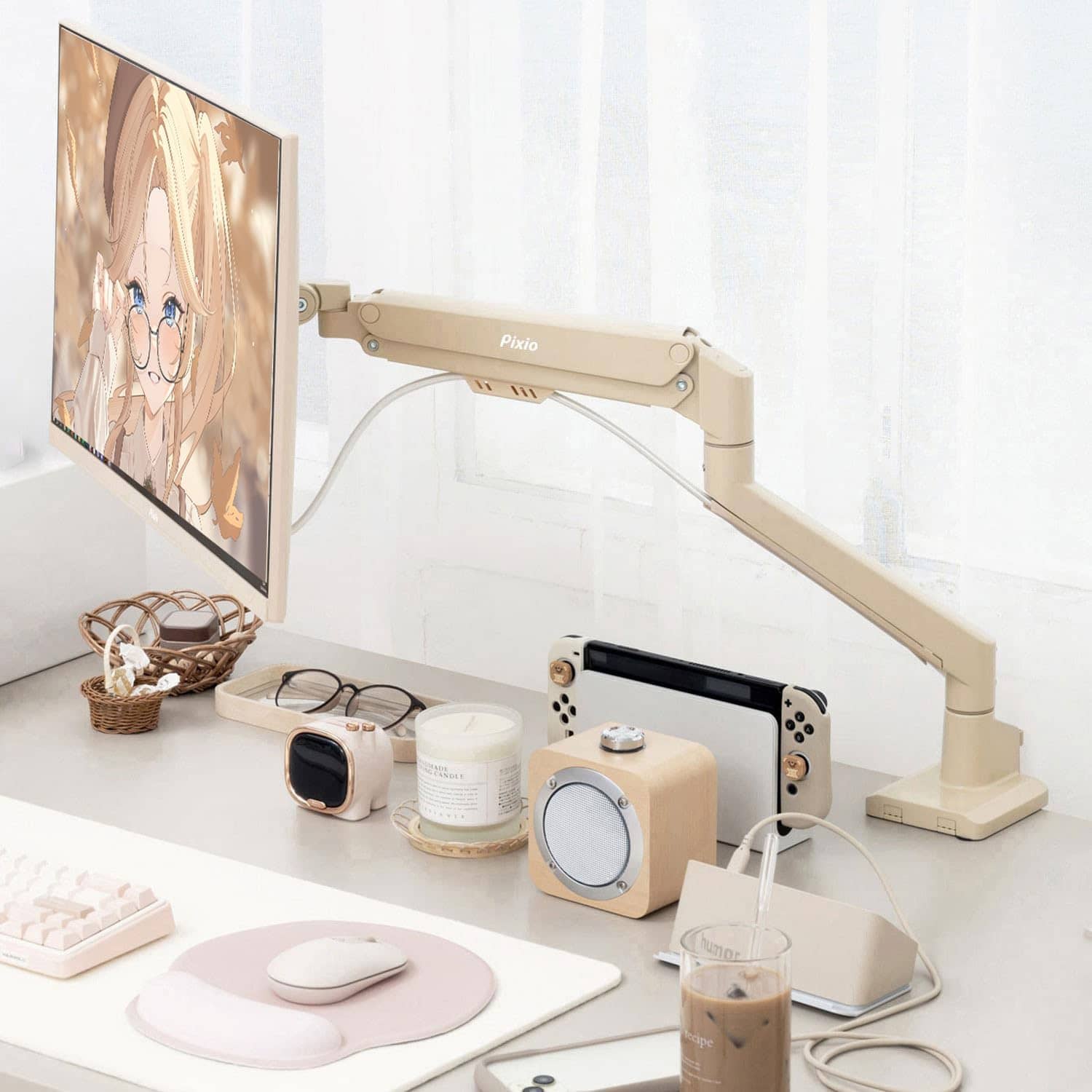 Pixio PS1S Wave Beige ベージュ モニターアーム